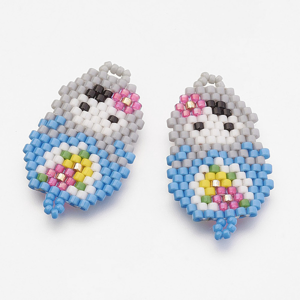 

PandaHall MIYUKI & TOHO Handmade Japanese Seed Beads Links, Girl Pattern, Sky Blue, 30x17x2mm, Hole: 1~2mm Glass Human Blue