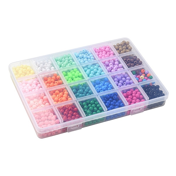 

PandaHall 24 Colors Opaque Acrylic Beads, Round, Mixed Color, 6x5mm, Hole: 1.8mm, about 65pcs/color Acrylic Round Multicolor