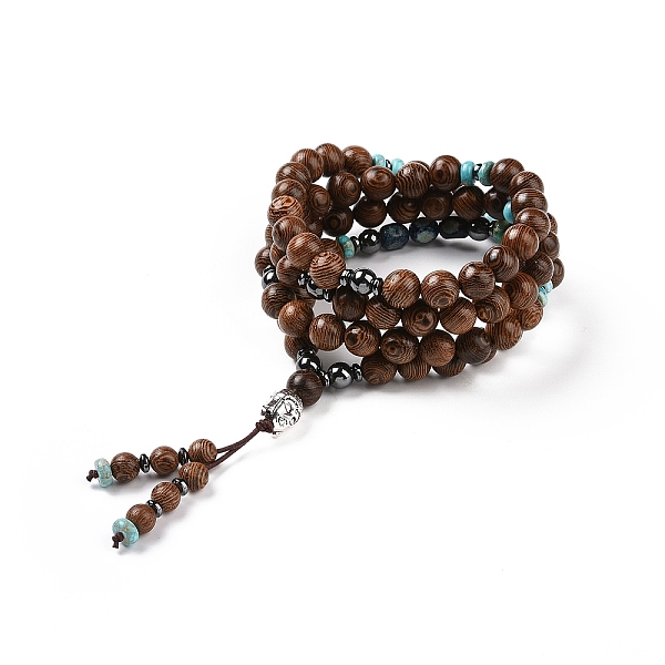 

PandaHall Natural & Synthetic Stone and Wood Beads Necklace, Buddha Head Pendant Necklae, Mala Prayer Necklace, Saddle Brown, 28.35 inch...