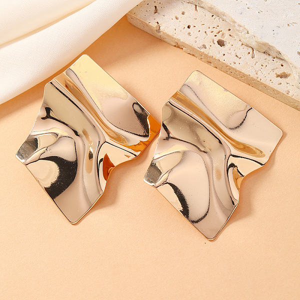 Iron Irregular Mirror Statement Stud Earrings