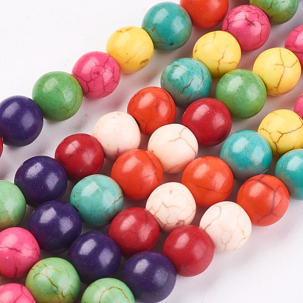 

PandaHall Synthetic Turquoise Beads Strands, Dyed, Round, Mixed Color, 4mm, Hole: 1mm, about 110pcs/strand, 15.6 inch Synthetic Turquoise..., Multicolor