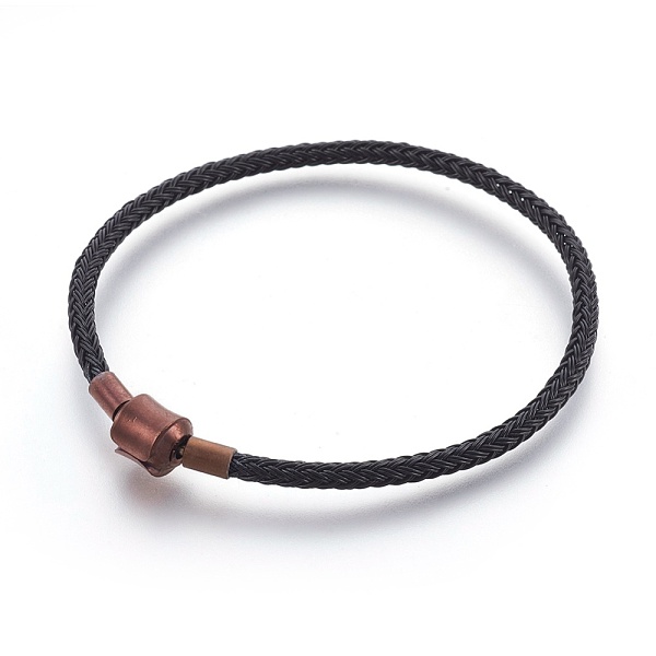

PandaHall Steel Wire European Style Bracelet Making, with 316 Surgical Stainless Steel Clasps, Black, 8-1/8 inch(20.7cm)x3.5mm Stainless...