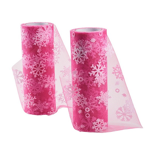 

PandaHall Snowflake Deco Mesh Ribbons, Tulle Fabric, Tulle Roll Spool Fabric For Skirt Making, Hot Pink, 6 inch(15cm), about 10yards/roll...