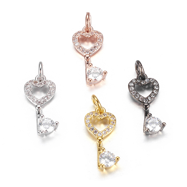

PandaHall Brass Micro Pave Cubic Zirconia Pendants, Key, Mixed Color, 17x8x3mm, Hole: 3mm Brass+Cubic Zirconia Key Multicolor
