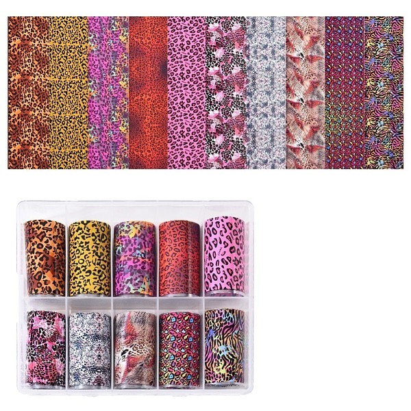 

PandaHall Nail Art Transfer Stickers Decals, for DIY Nail Tips Decoration of Women, Leopard Print Pattern, Mixed Color, 40mm, 1m/roll..., Multicolor