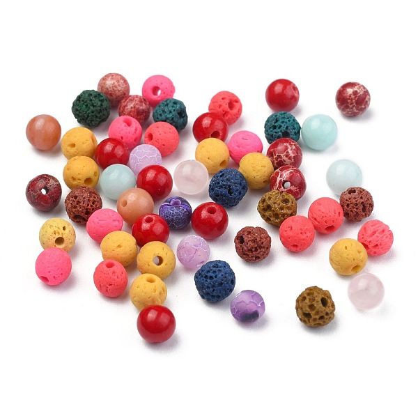 

PandaHall Natural & Synthetic Mixed Gemstone Beads, Round, Mixed Dyed and Undyed, 6mm, Hole: 1mm Mixed Stone Round