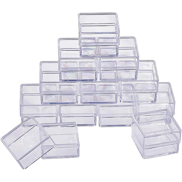

PandaHall BENECREAT 16 Pack Square High Transparency Plastic Bead Storage Containers Box Case for beauty supplies,Tiny Bead,Jewerlry..., Clear