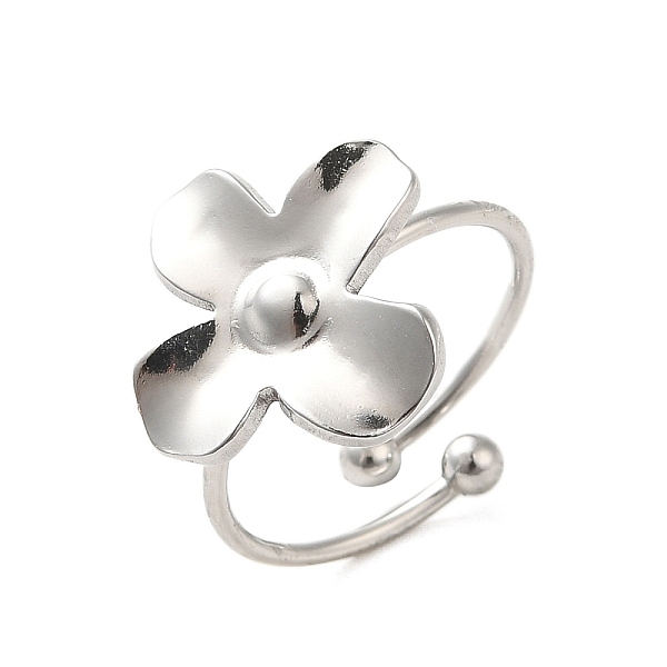 

PandaHall 304 Stainless Steel Open Cuff Ring, Flower, Inner Diameter: 17.8mm 304 Stainless Steel Flower