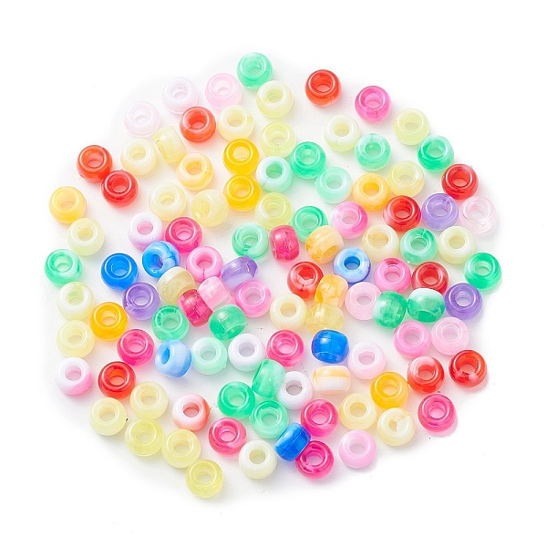 

PandaHall Acrylic Beads, Two Tone, Barrel, Mixed Color, 9x6mm, Hole: 3.7mm, about 1700pcs/500g Acrylic Barrel Multicolor
