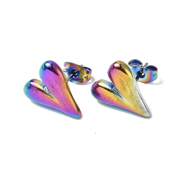 Ion Plating(IP) 304 Stainless Steel Heart Stud Earrings For Women