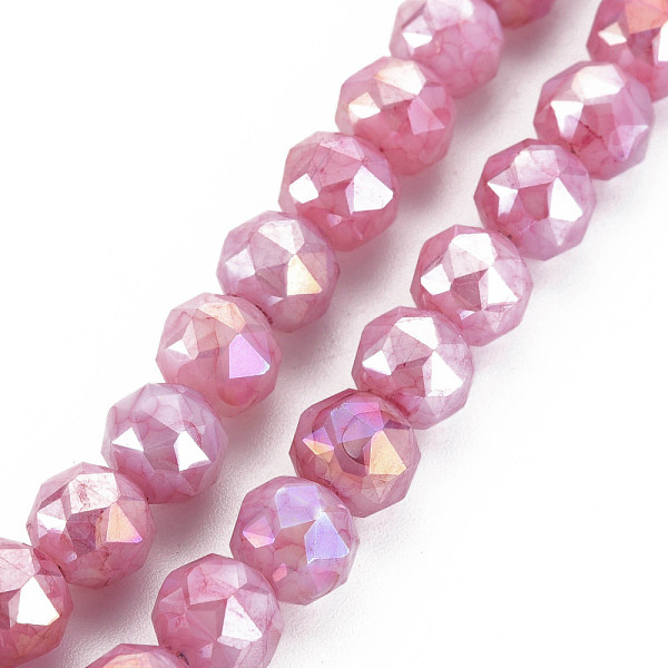 

PandaHall Electroplate Glass Beads Strands, Faceted, Round, Pale Violet Red, 7.5x8mm, Hole: 1.2mm, about 50pcs/strand, 14.76 inch(37.5cm)...