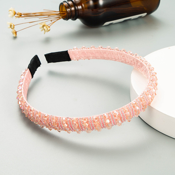 

PandaHall Bling Bling Glass Beaded Hairband, Party Hair Accessories for Women Girls, Pink, 12mm Glass Pink