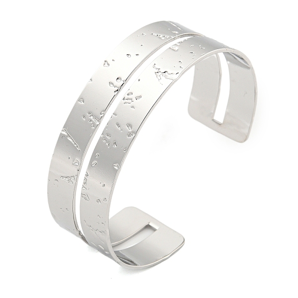 

PandaHall 304 Stainless Steel Textured Hollow Open Cuff Bangles, Platinum, Inner Diameter: 2-1/2 inch(6.2cm), 20.5mm 304 Stainless Steel