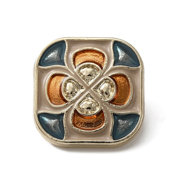 

PandaHall 1-Hole Zinc Alloy Enamel Shank Buttons, Flower Pattern, Square, 17x17x7mm, Hole: 2mm Alloy Flower