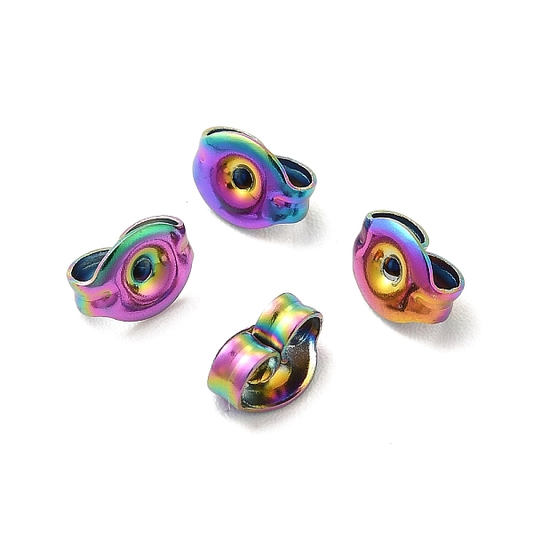 

PandaHall Ion Plating(IP) 304 Stainless Steel Friction Ear Nuts, Rainbow Color, 6x4x3mm, Hole: 1mm 304 Stainless Steel
