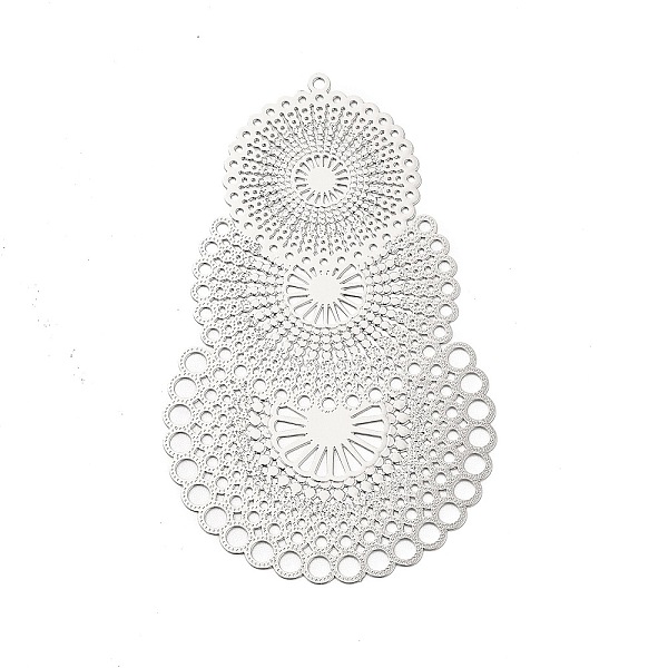 

PandaHall Rack Plating Brass Filigree Big Pendants, Long-Lasting Plated, Teardrop with Flower, Platinum, 56.5x35.5x0.3mm, Hole: 1mm Brass...