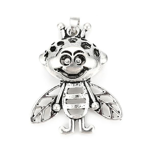 

PandaHall Tibetan Style Alloy Pendants, Cadmium Free & Lead Free, Bees, Antique Silver, 43x35x11mm, Hole: 7x5mm Alloy Bees