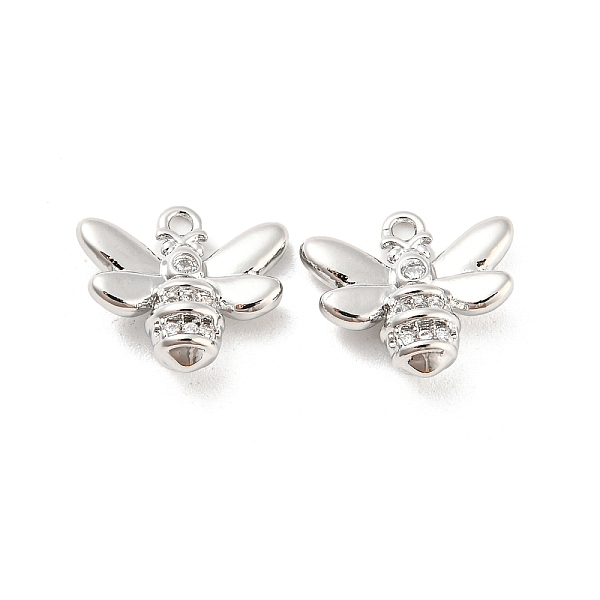 

PandaHall Brass Micro Pave Cubic Zirconia Charms, Bees, Real Platinum Plated, 12x13x5mm, Hole: 1.4mm Brass+Cubic Zirconia Bees Clear
