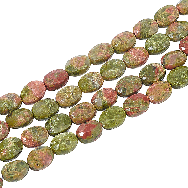 

PandaHall About 52 Pcs Facete Oval Gemstone Beads, 8x6x4mm Natural Unakite Beads Natural Stone Beads Undyed Loose Beads for Necklace...