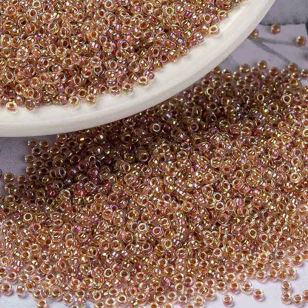

PandaHall MIYUKI Round Rocailles Beads, Japanese Seed Beads, 15/0, (RR275) Dark Peach Lined Crystal AB, 1.5mm, Hole: 0.7mm, about..., Orange