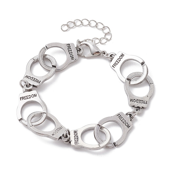 

PandaHall Alloy Handcuff with Freedom Link Chain Necklaces for Men Women, Antique Silver, 7-5/8 inch(19.5cm) Alloy