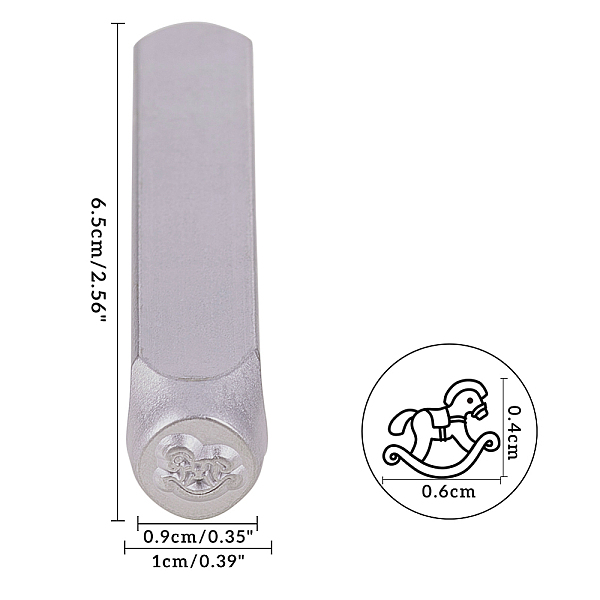 

PandaHall Iron Metal Stamps, Hobby Horse Patterns, Platinum, 65.5x10mm Iron