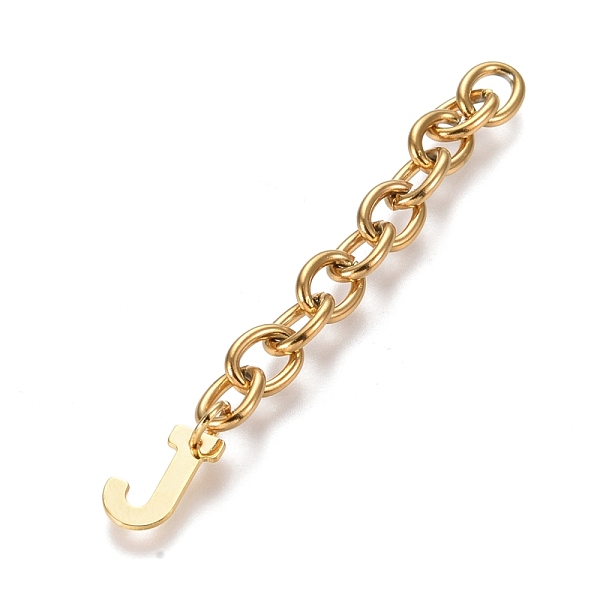 

PandaHall 304 Stainless Steel Chain Extender, with Cable Chain and Letter Charms, Golden, Letter.J, Letter J: 11x8x0.7mm, 67.5mm, Link...
