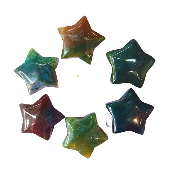 

PandaHall Natural Moss Agate Home Display Decorations, Star Energy Stone Ornaments, 25mm Moss Agate Star