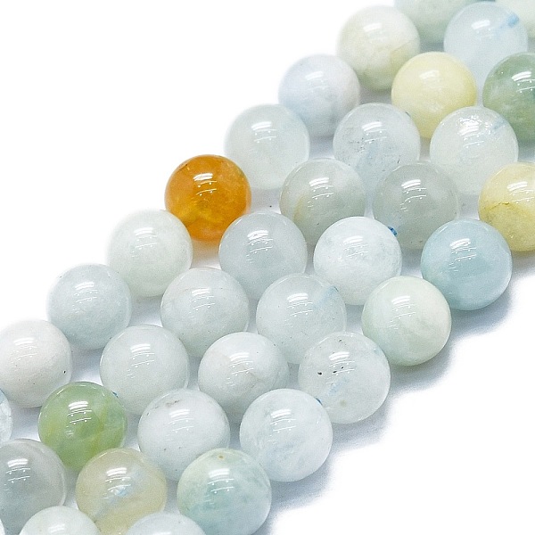

PandaHall Natural Aquamarine Beads Strands, Round, 8~9mm, Hole: 0.8mm, about 48~52pcs/strand, 15.35''~16.54''(39~42cm) Aquamarine Round