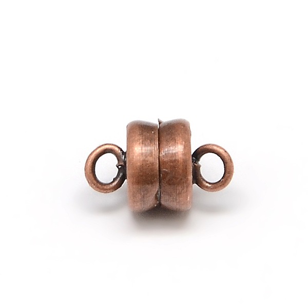 

PandaHall Column Brass Magnetic Clasps with Loops, Lead Free & Nickel Free & Cadmium Free, Red Copper, 11x6mm, Hole: 2mm Brass Column