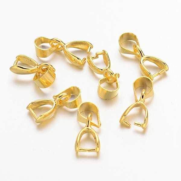 

PandaHall Brass Ice Pick Pinch Bails, Lead Free & Nickel Free, Golden, 10x5.5x3mm, 4mm inner long, 3.5mm inner wide, Pin: 0.8mm Brass