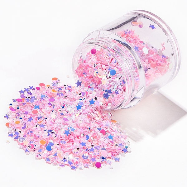 

PandaHall Shining Nail Art Glitter, Manicure Sequins, DIY Sparkly Paillette Tips Nail, Mixed Shape, Pink, 1~2.5x1~2.5x0.2mm, about 6g/box...