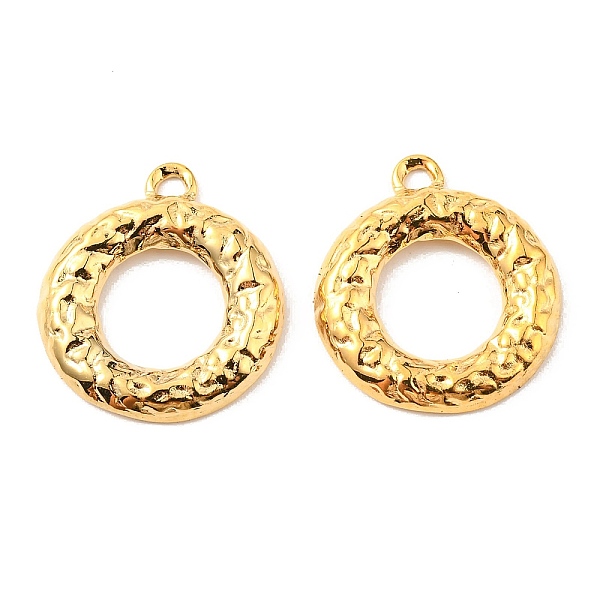 

PandaHall Vacuum Plating 304 Stainless Steel Pendants, Hammered Ring Charm, Golden, 18.5x16x2mm, Hole: 1.6mm 304 Stainless Steel Ring