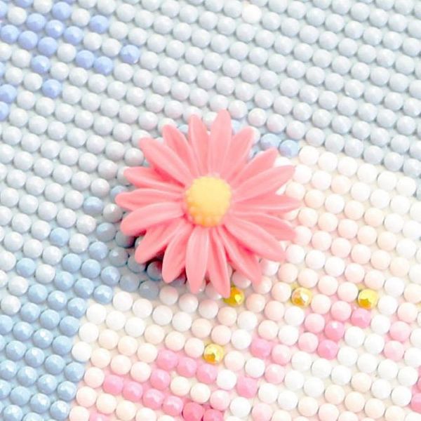 

PandaHall Flower Plastic Diamond Painting Magnet Cover Holder, for DIY Diamond Painting Colored Art, Platinum, Light Coral, 26x10mm Plastic