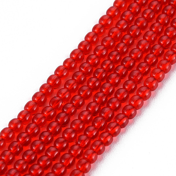 

PandaHall Glass Beads Strands, Round, Red, 2mm, Hole: 0.6mm, about 185~206pcs/strand, 14.37~14.76 inch(36.5~37.5cm) Glass Round Red