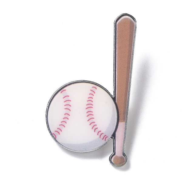 

PandaHall Baseball Acrylic Safety Brooch, Sports Goods Lapel Pin for Backpack Clothes, White, 46x25x2mm Acrylic White