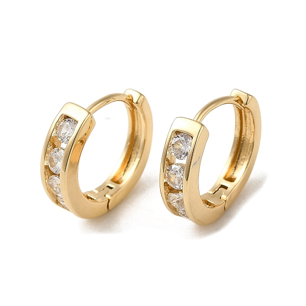 

PandaHall Brass Micro Pave Cubic Zirconia Hoop Earring, Light Gold, 15x4mm Brass