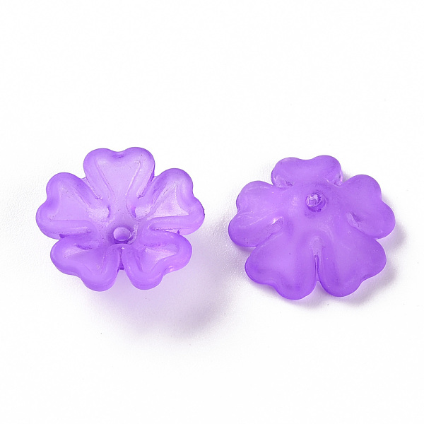 

PandaHall Transparent Frosted Acrylic Bead Caps, 5-Petal, Flower, Blue Violet, 16.5x6mm, Hole: 1.6mm, about 959pcs/500g Acrylic