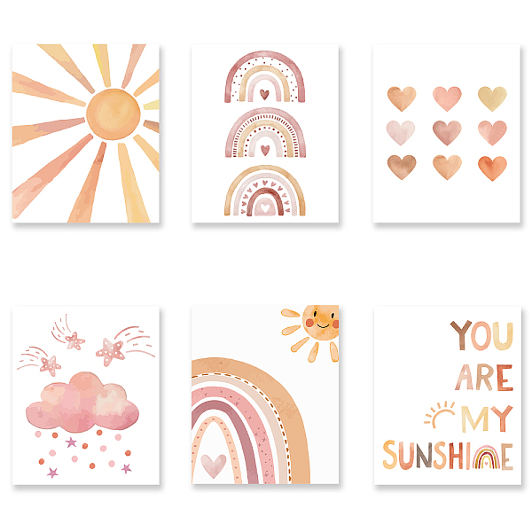 

PandaHall SUPERDANT Bohemian Stylee Canvas Wall Art Sets of 9 Sun Rainbow Canvas Art Prints Your Are My Sunshine Wall Art Poster Unframed...