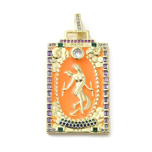 

PandaHall Brass Micro Pave Cubic Zirconia Pendants with Enamel, Tarot, Dark Orange, 39x22.5x3mm, Hole: 5x3mm Brass+Cubic Zirconia+Enamel...
