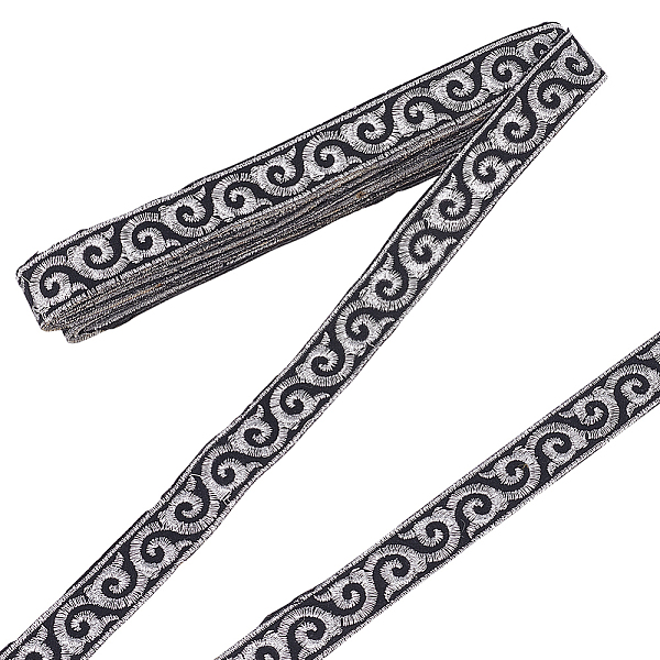 

PandaHall PH 4 Yards Jacquard Ribbon, 2.1cm/0.82inch Wide Hot Adhesive Cloud Pattern Trim Embroideried Lace Trim Woven Ribbon Fabric Trim..., Silver