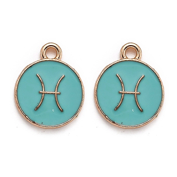 

PandaHall Alloy Enamel Pendants, Flat Round with Constellation/Zodiac Sign, Golden, Pisces, 15x12x2mm, Hole: 1.5mm Alloy+Enamel Pisces
