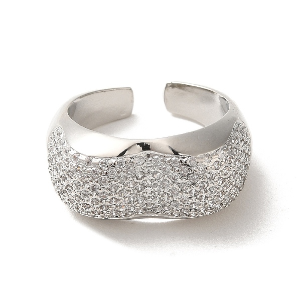 

PandaHall Brass Pave Cubic Zirconia Open Cuff Rings for Women, Platinum, US Size 7(17.3mm) Brass+Cubic Zirconia Clear