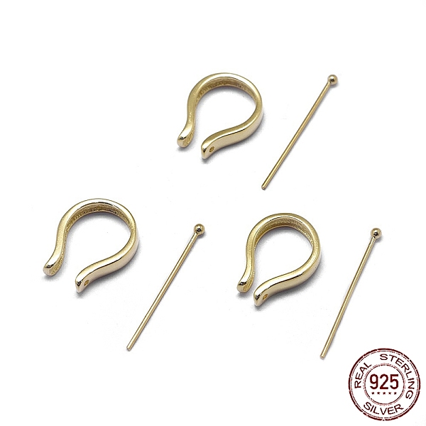 

PandaHall 925 Sterling Silver Pendant Bails, with S925 Stamp, Golden, 14x10x2.5mm, Pin: 21x0.4mm Sterling Silver