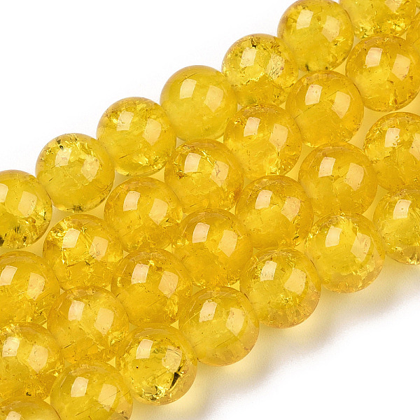

PandaHall Baking Painted Crackle Glass Bead Strands, Round, Gold, 8mm, Hole: 1.3~1.6mm, about 100pcs/strand, 31.4 inch Glass Round Gold