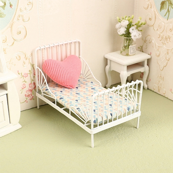 

PandaHall Mini Iron Children's Bed & Pillow, Micro Landscape Home Dollhouse Accessories, Pretending Prop Decorations, Heart, 115x70x80mm..., White