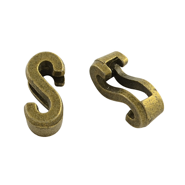 

PandaHall Tibetan Style Alloy Letter Slide Charms, Cadmium Free & Nickel Free & Lead Free, Letter.S, 11x2~8x4mm, Hole: 7x2mm, about...