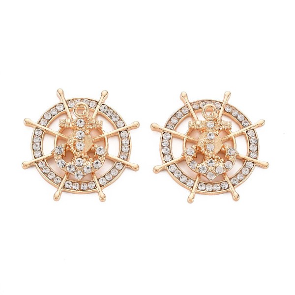 

PandaHall Rack Plating Alloy Rhinestone Cabochons, Cadmium Free & Lead Free, Light Gold, Rotatable Anchor/Helm, Crystal, 34.5x7mm Glass...