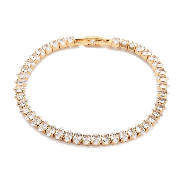 

PandaHall Brass Pave Clear Cubic Zirconia Horse Eye Link Bracelets, Nickle Free, Long-Lasting Plated, Golden, 7-1/8 inch(18cm) Cubic...