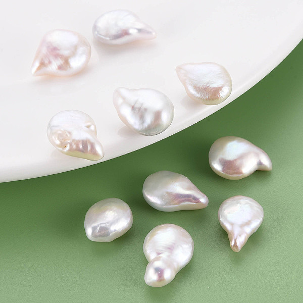 

PandaHall Natural Keshi Pearl Beads, Cultured Freshwater Pearl, No Hole/Undrilled, Teardrop, Seashell Color, 14~18x11~14x5.5~8.5mm Keshi...